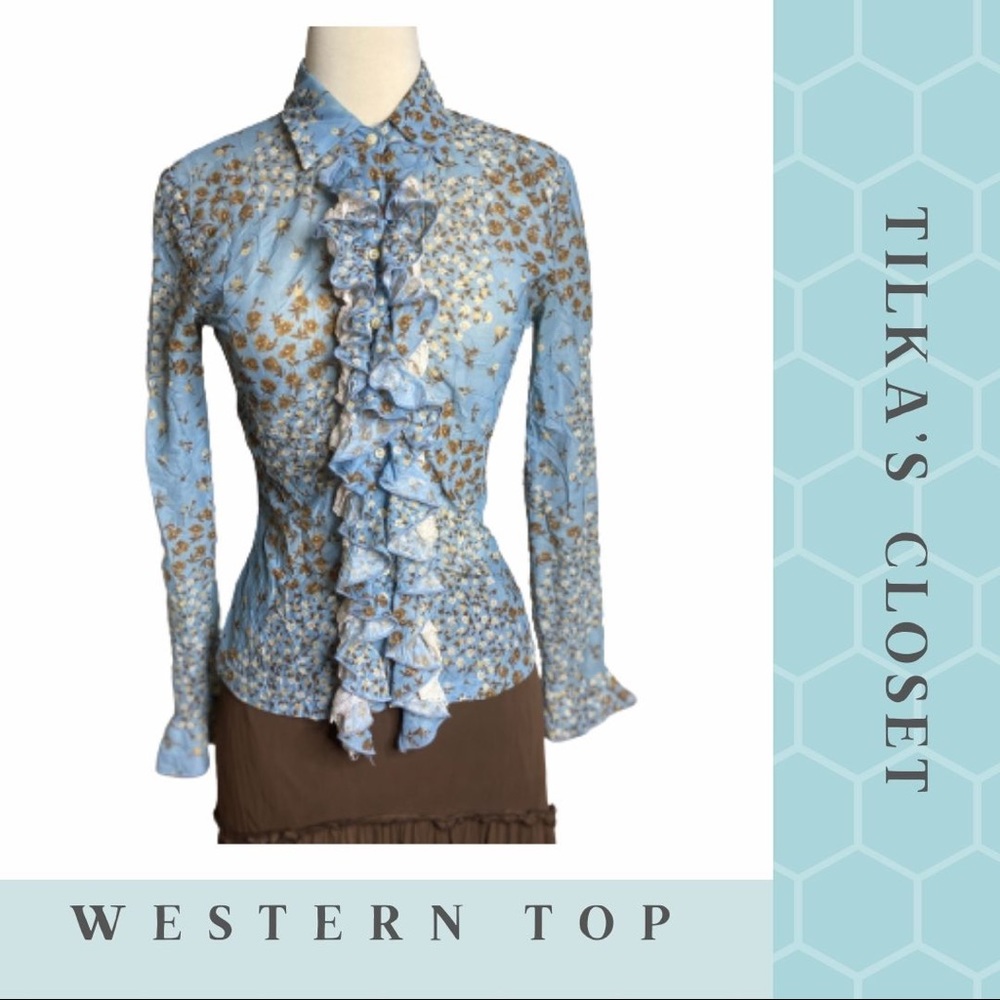 Western Style Button Front With Ruffle Top - image 1